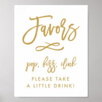 Chic Hand Lettered Gold Favoriten Pop, Fizz, Clink