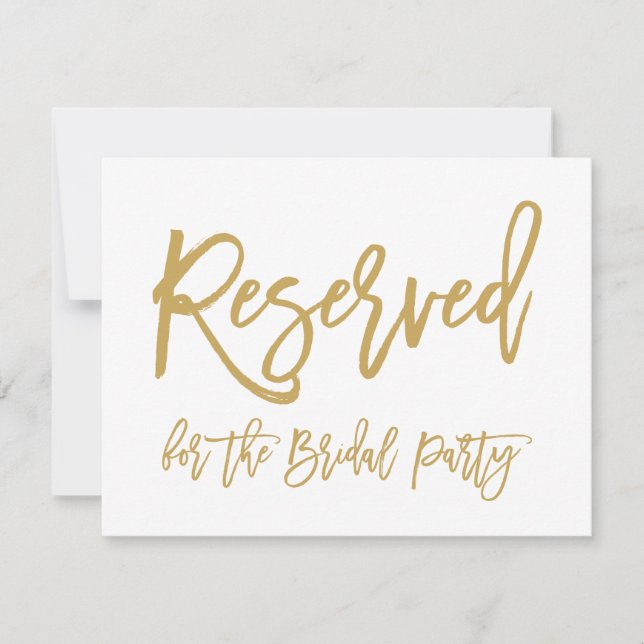 Chic Hand Lettered Gold Reserviertes Brautparty Einladung (Vorderseite)