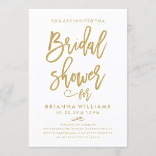 Chic Hand Lettered Gold Wedding Brautparty Einladung