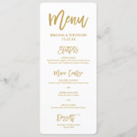 Chic Hand Lettered Gold Wedding Menu