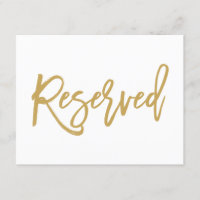 Chic Hand Lettered Gold Wedding Reservierte Zeiche