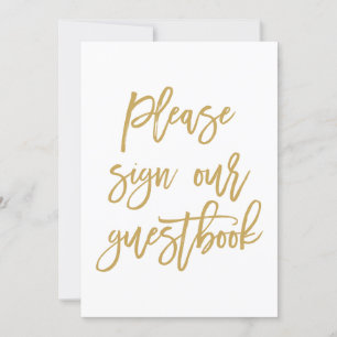 Chic Hand Lettered Gold Wedding Sign Gästebuch