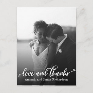 Chic Hand Lettered HEARTS Wedding DANKE Postkarte