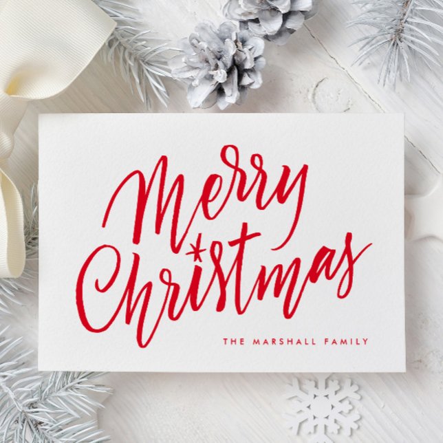 Chic Hand Lettered Merry Christmas Holiday Card Dankeskarte (Von Creator hochgeladen)