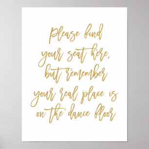 Chic Hand Lettered Wedding Dance Floor Sign Poster