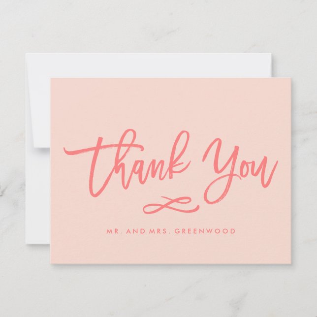 Chic Hand Lettered Wedding Danke | Korallen (Vorderseite)