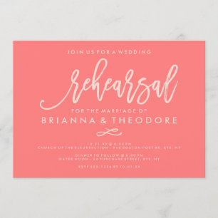 Chic Hand Lettered Wedding Probe Coral Einladung