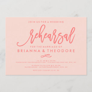 Chic Hand Lettered Wedding Probe Coral Einladung