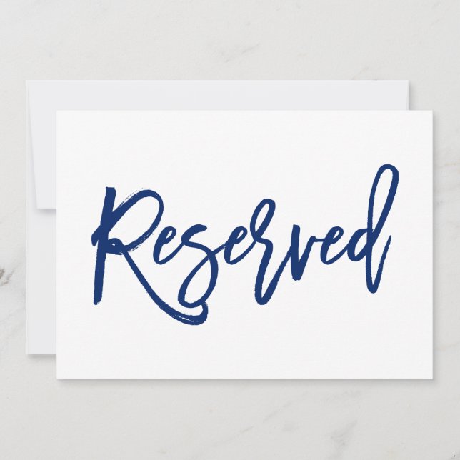 Chic Hand Lettered Wedding Reservierte Sign Navy (Vorderseite)