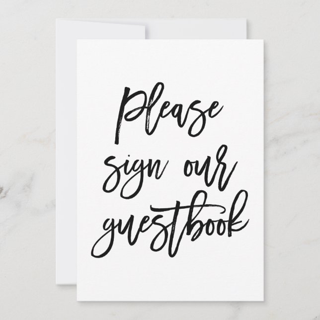 Chic Hand Lettered Wedding Sign Our Guest Book (Vorderseite)