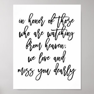 Chic Hand Lettered Wedding Vermisst Loved Ones Poster
