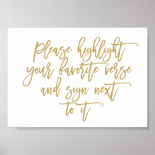 Chic Hand Lettered Wedding Verse Guest Book Sign Poster (Vorne)