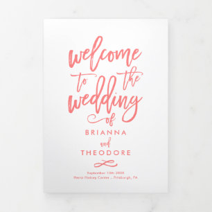 Chic Hand Lettered Wedding Zeremony Foto Program Dreifach-gefaltete Programmkarte