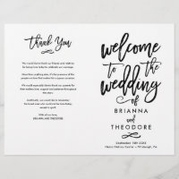 Chic Hand Lettered Wedding Zeremony Programm gekla