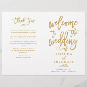 Chic Hand Lettered Wedding Zeremony Programm gekla