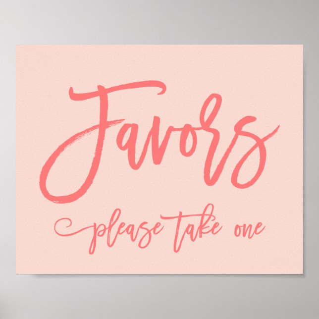 Chic Hand Letters Gastgeschenke Hochzeiten Koralle Poster (Vorne)