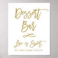 Chic Hand Letters Gold Dessert Bar