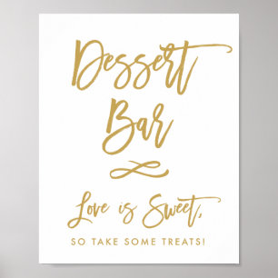 Chic Hand Letters Gold Dessert Bar Poster