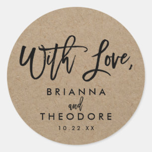 Chic Hand Lettic Rustic "Mit Liebe" Gefallen-Label Runder Aufkleber