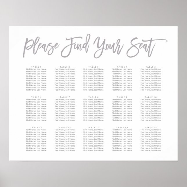 Chic Hand Letting Seating Chart Poster (Vorne)