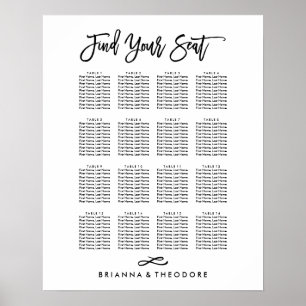 Chic Hand Letting Seating Chart Poster