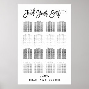 Chic Hand Letting Seating Chart Poster