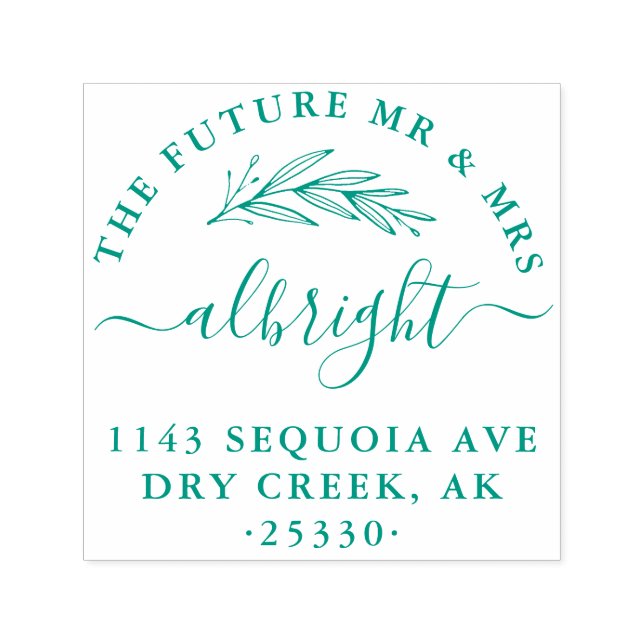 Chic Hand Written Script Future Mr & Mrs Address Permastempel (Design)