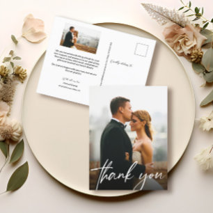 Chic Handling Foto Hochzeit danke Postkarte