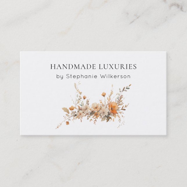 Chic Handmade Elegante Floral Business Card Visitenkarte (Vorderseite)