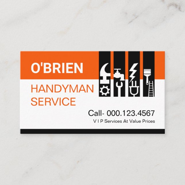Chic Handyman Tools Tab Visitenkarte (Vorderseite)
