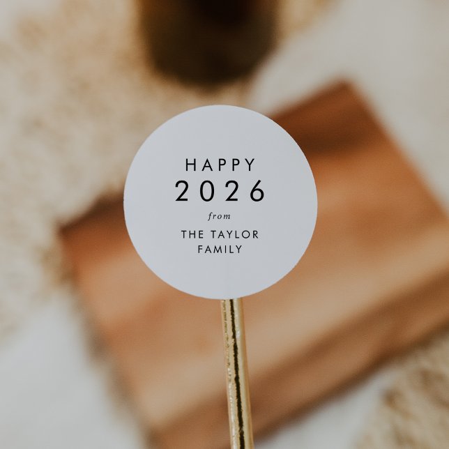 Chic Happy 2025 New Year Holiday Gift Runder Aufkleber (Chic Happy 2026 New Year Holiday Gift Classic Round Sticker)