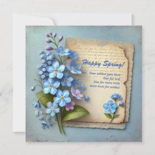 Chic Happy Spring mit blau vergessen Sie mich nich Feiertagskarte