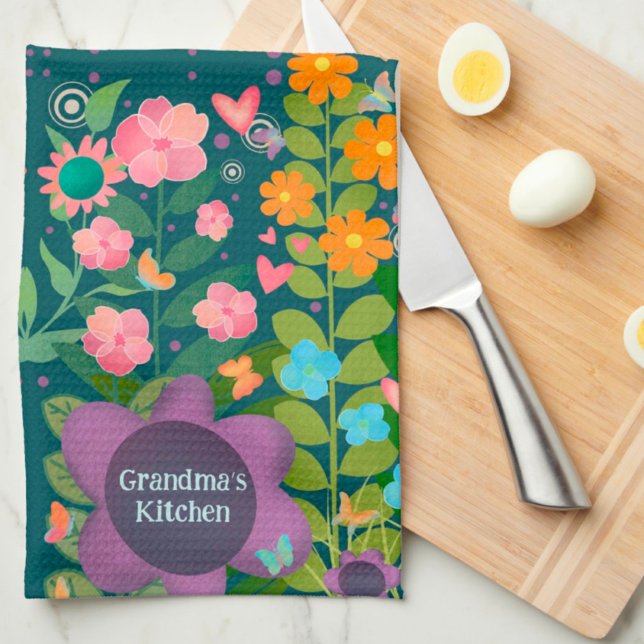 Chic Happy Trendy Lila Floral Custom stilvoll Geschirrtuch (Von Creator hochgeladen)