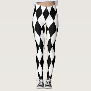 Chic Harlequin Diamond Schwarz und Weiß Leggings