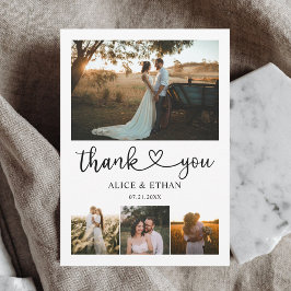 Chic Heart Calligraphy Foto Wedding Vielen Dank Dankeskarte