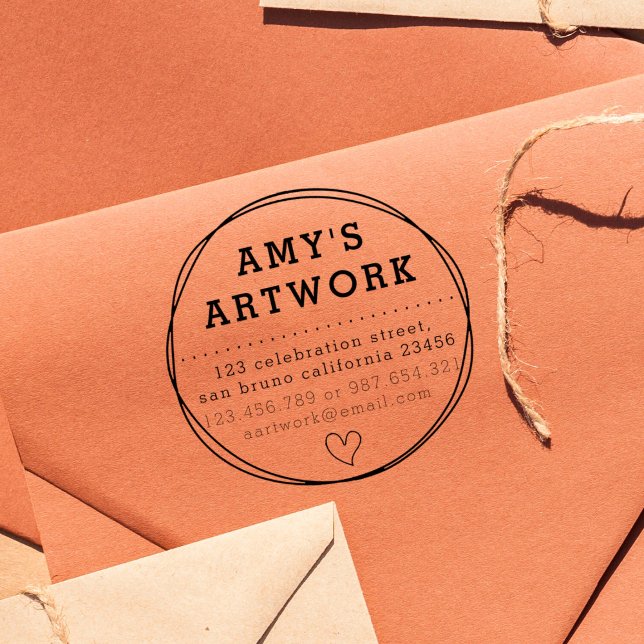 Chic Heart | Firmenname und Rücksendeadresse Gummistempel (Von Creator hochgeladen)