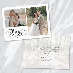 Chic Heart Kalligrafie Hochzeit Dankeskarte