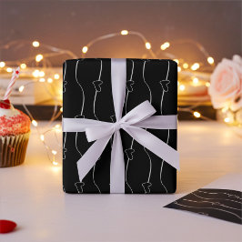 Chic Heart Links zu Black Wedding Wrapping Paper Geschenkpapier
