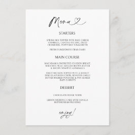 Chic Heart Menükarte Minimale Empfangs-Dining