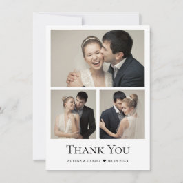 Chic Heart Modern Wedding Foto Collage Dankeskarte