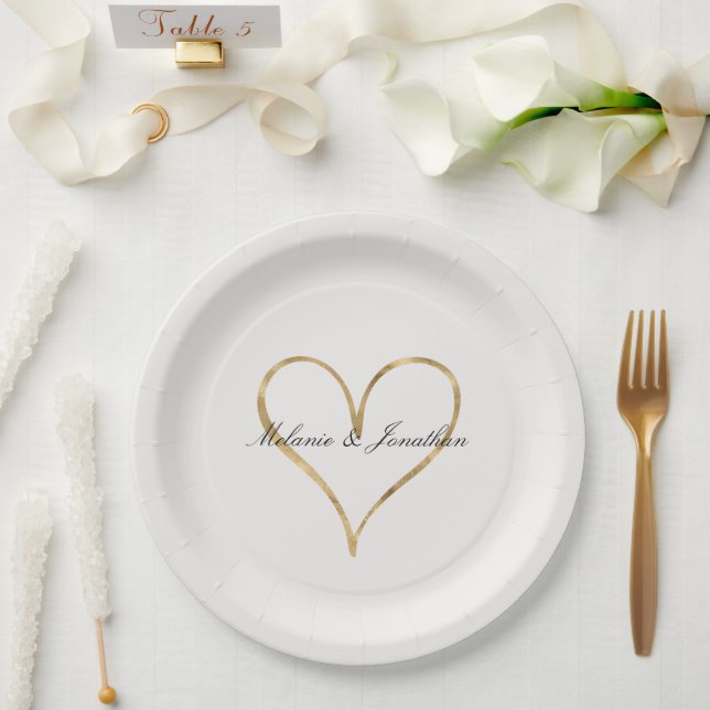 Chic Heart of Gold Pappteller (Hochzeit)