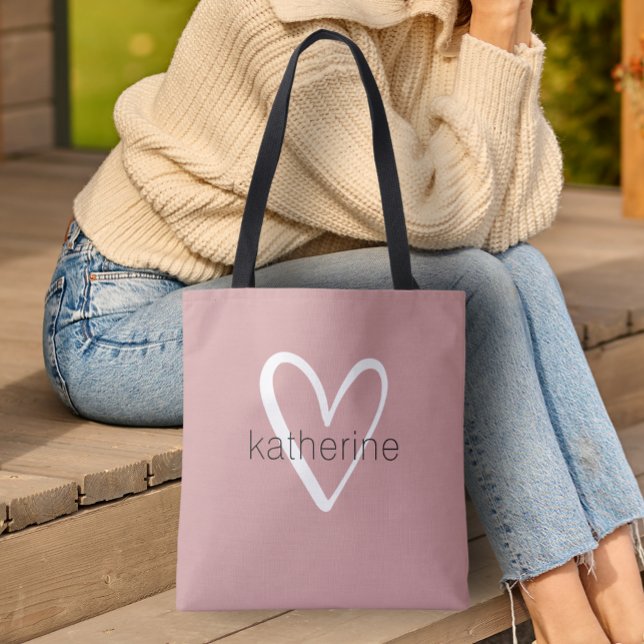 Chic Heart Personalisiert Dusty Rose (Custom Tote Bag by PartyInvitationShop.com)