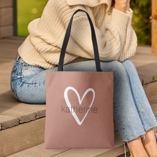 Chic Heart Personalisiert Terracotta (Custom Tote Bag by PartyInvitationShop.com)