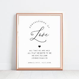 Chic Heart Script Generationen von Liebe Wedding S Poster