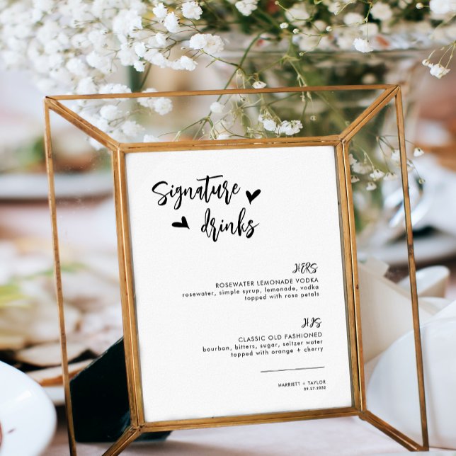 Chic Heart Script Seine Wahl Drinks Cocktails Poster (Von Creator hochgeladen)