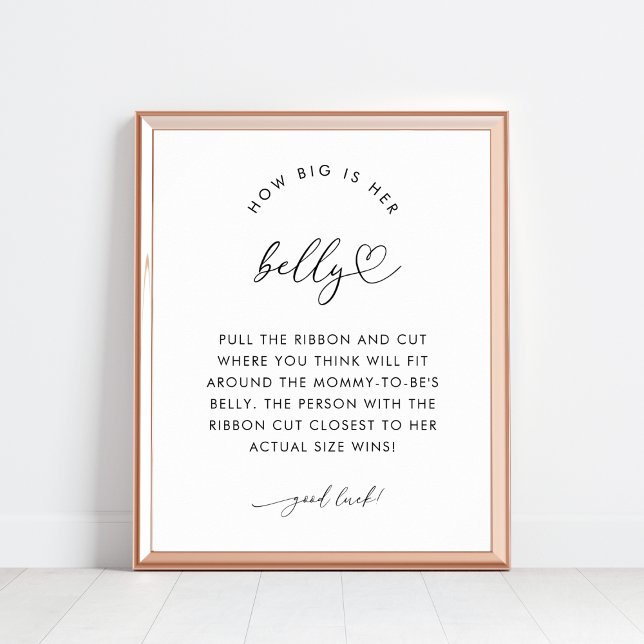 Chic Heart Script Wie groß ist ihr Bauch 8x10 Zeic Poster (Von Creator hochgeladen)