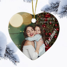 Chic Heart Shaped Foto Frohe Weihnachten Keramik Ornament
