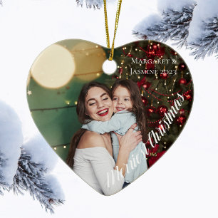 Chic Heart Shaped Foto Frohe Weihnachten Keramik Ornament