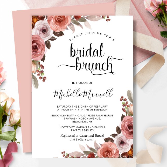 Chic Heaven in Rose, Blumenbridal Brunch Einladung (Von Creator hochgeladen)