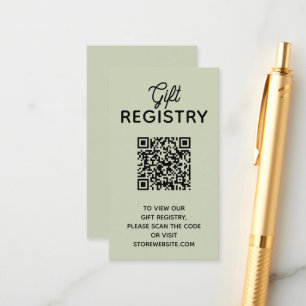 Chic Hellgrüne Babyparty-Geschenkliste QR-Code Begleitkarte